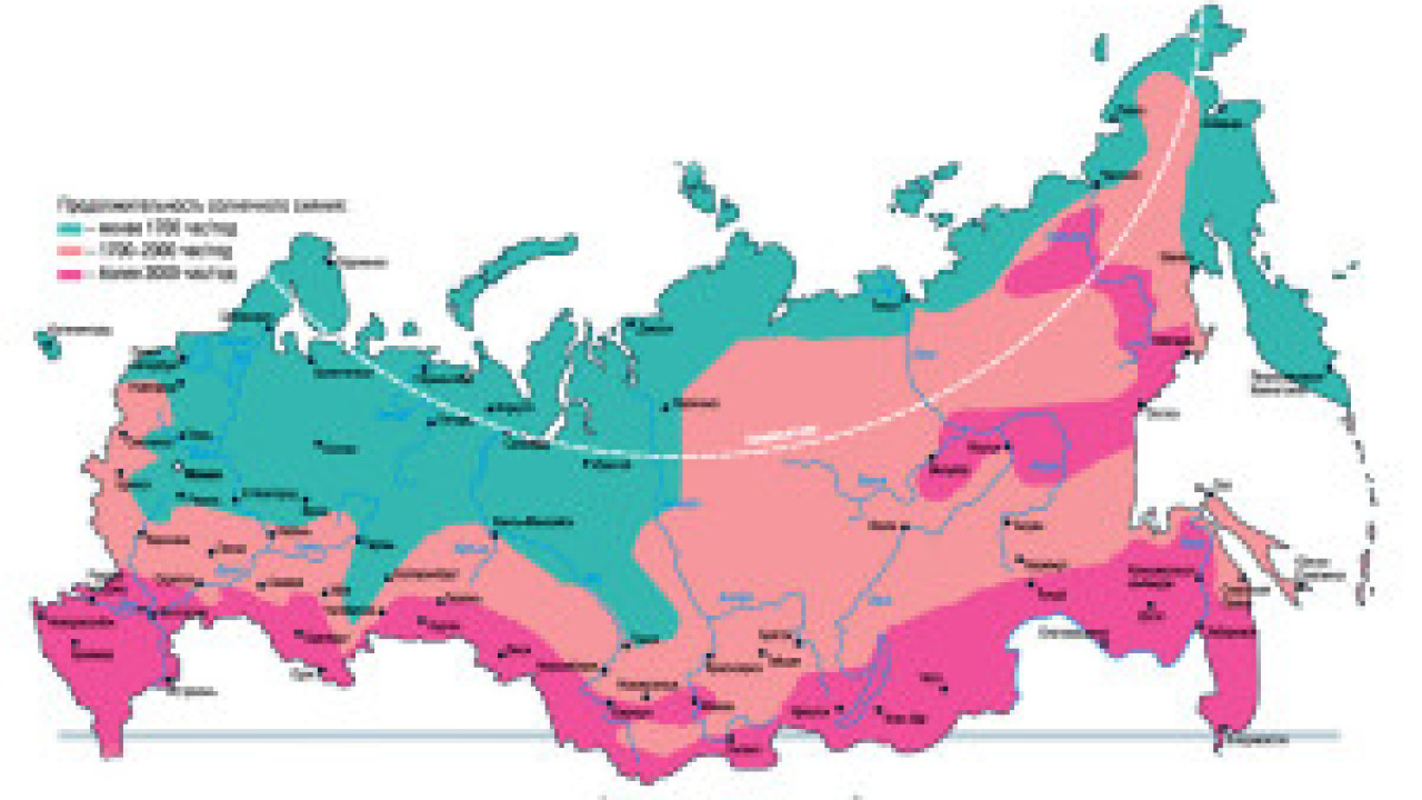 Регионы России и СНГ с хорошей инсоляцией